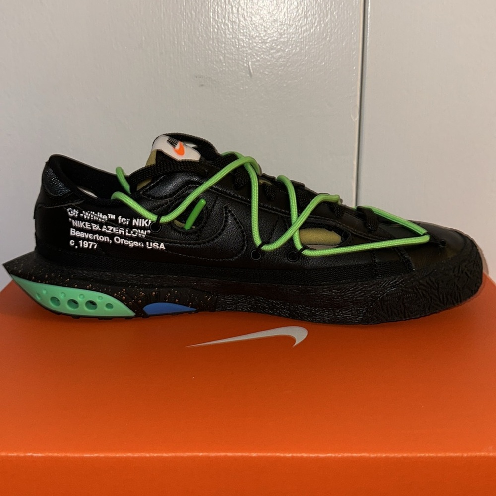 Nike Blazer Low Off-White Black Electro Green - size 8 - Picture 3 of 8